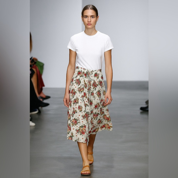 Ginger G Dresses & Skirts - ginger cotton Floral Print Midi Skirt